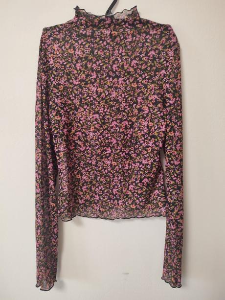 Priesvitný, kvietkovaný top, h&m,s