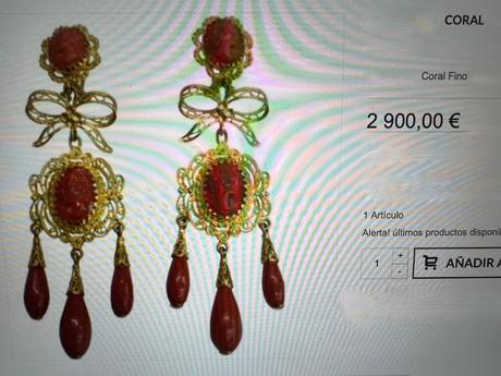 Starozitne nausnice koral a 18k zlato, 