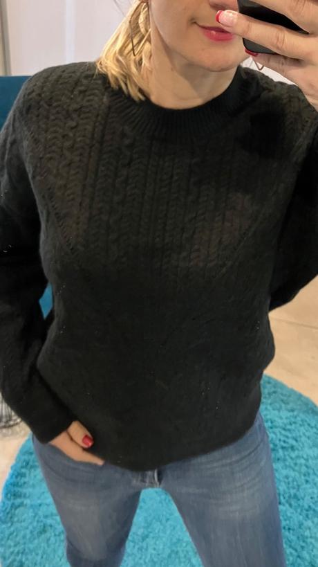 Sveter zo vzorovaného úpletu čierny (uni), l / m / s / xl