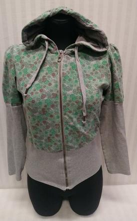 Sivá mikina so zelený motívom na zips, face face, s