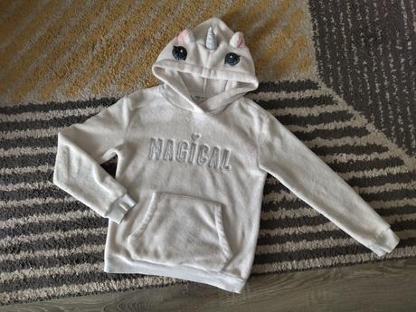 Flísová jednorožcová mikinka 134/140, h&m,134