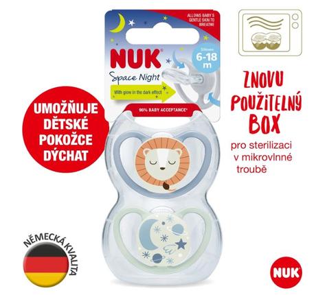 Nuk silikónový cumlík space night 2ks, 6-18m, nuk
