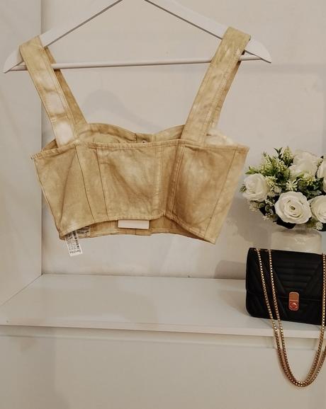 Rifľový korzetový top bershka push-up strih, bershka,36 / s