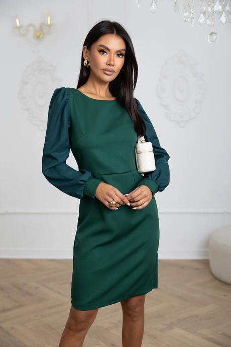 Zelené spoločenské šaty s dlhým rukávom, l / m / s / xl