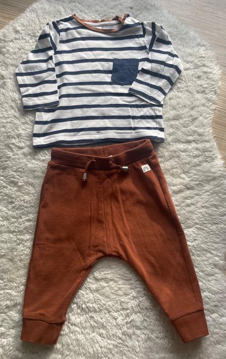 Hnede teplaky lindex a tricko h&m, 68