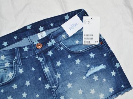 Riflové kraťasy s hviezdičkami v 170, h&m,170