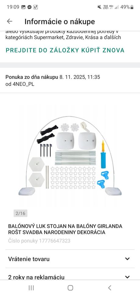 Stojan na balonovu girlandu výzdobu,