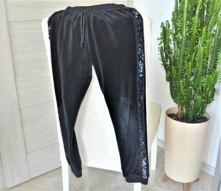 Velúrové tepláky s trblietavými lampasmi-134, 134