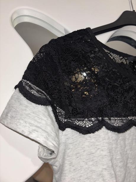Tričko s čipkou, h&m,s
