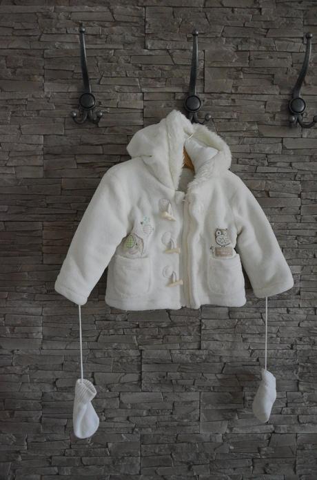 Plyšový kabátik s rukavičkami, f&f,80