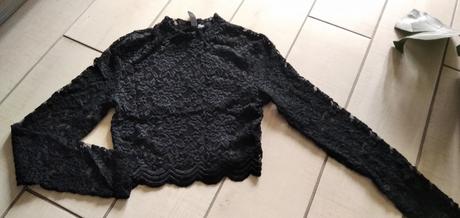 Čierny krajkovy top, h&m,xs