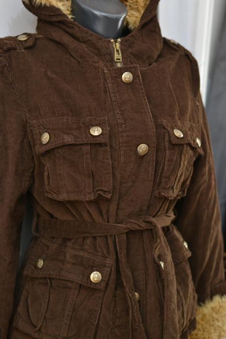 Hnedá menčestrová bunda 36, 36
