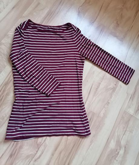 Bordové pruhované tričko - s/m, f&f,s
