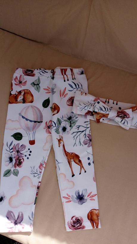 Legínky srnkove krátke plus čelenka nenosene, 110