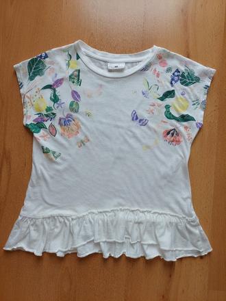 Kvetinové dievčenské tričko, h&m,134