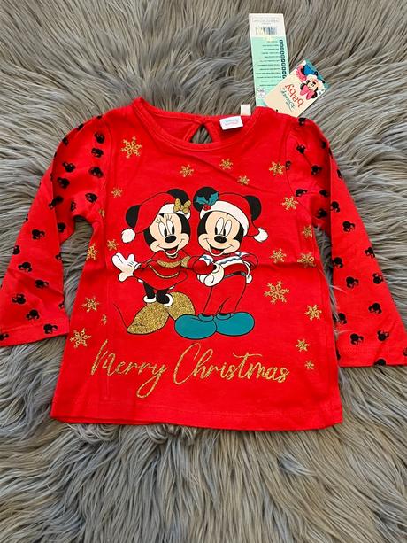 Dievčenské tričko minnie a mickey vianoce (80), pepco,80