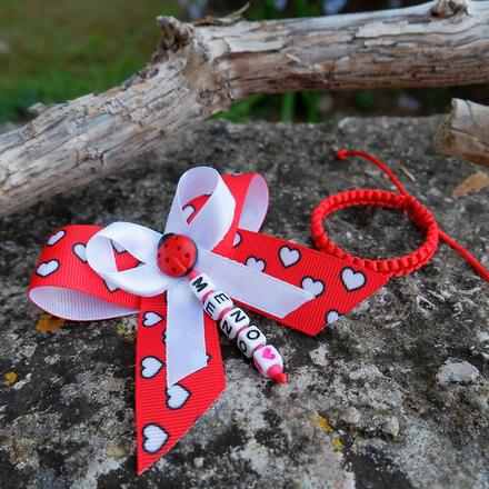 Mašlička na kočík s náramkom-sada proti urieknutiu, 