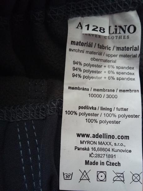 Nové softshellové nohavice zn. adellino český výr., 128