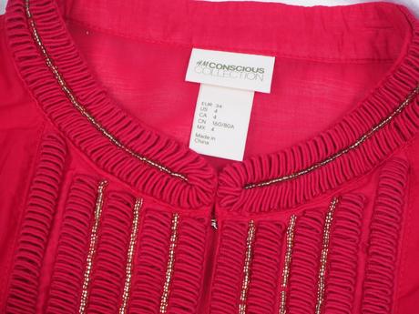 Kvalitná červená blúzka h&m conscious collection, h&m,34