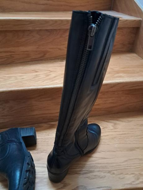 Dámske kožené čižmy remonte 38 čierne, 38