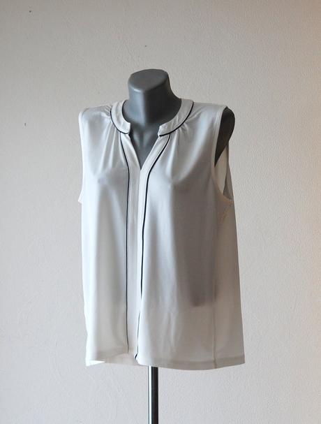 Elegantná biela blúzka h&m s čiernym lemovaním, h&m,l