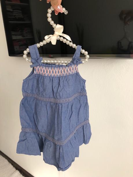 Modré/riflované šaty 80, baby club,80