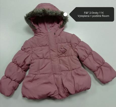 Ružová zimná bunda, f&f,98