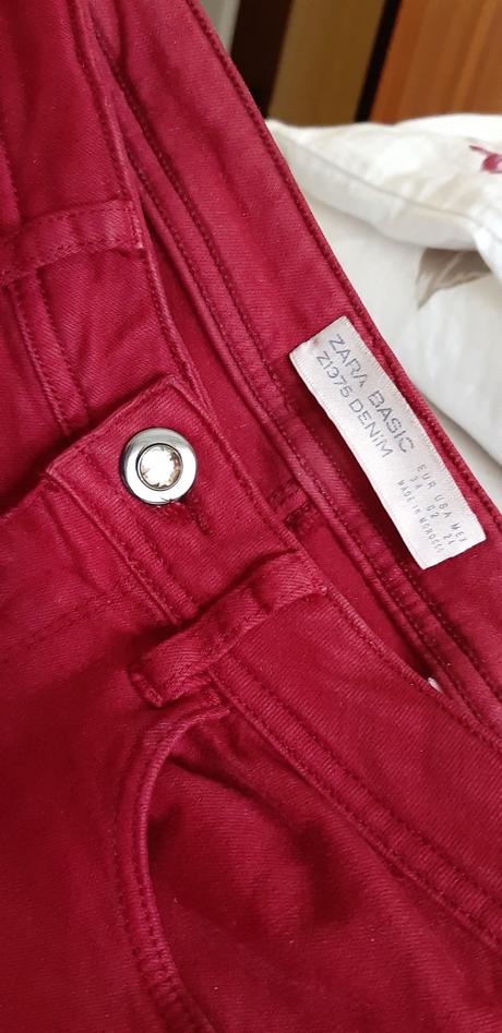 Elastické bordové rifle zara, zara,34