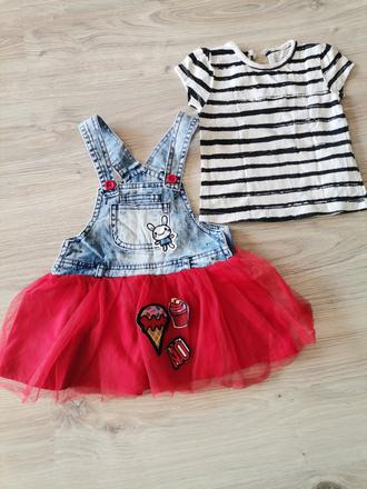 Dievčenský štýlový set - šaty a tričko, 74