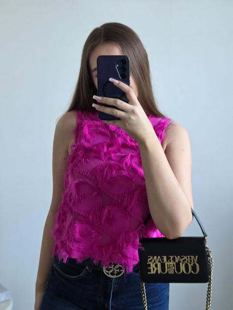 Ružový top xs/s, h&m,xs