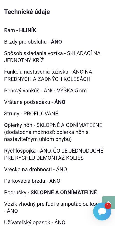 Invalidný vozík skladací,