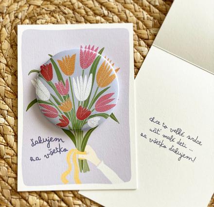 Magnetka kyticka tulipánov pani učiteľke, 