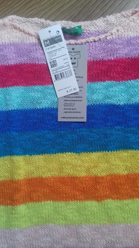 Pestrofarebný pulóver, benetton,128