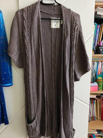 Dámsky dhý pletený kardigán s krátkym rukávom, h&m,m