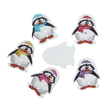 Drevený gombík tučniak, 