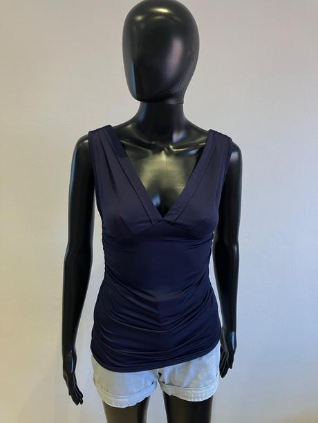 Dámske tričko nariasené tmavomodré shein (xs), xs