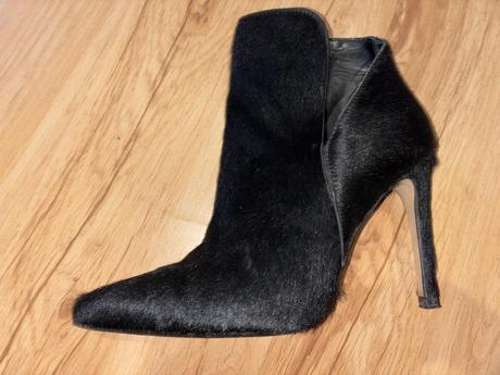 Kožené členkové topánky s konskou srsťou zara 37, zara,37