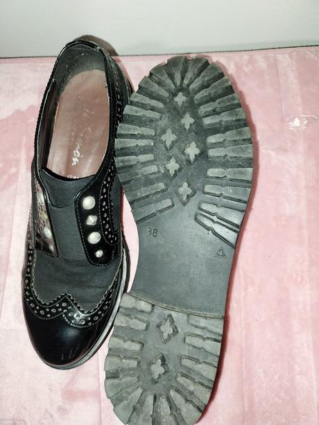 Čierne dámske mokasíny - oxfordky, 38