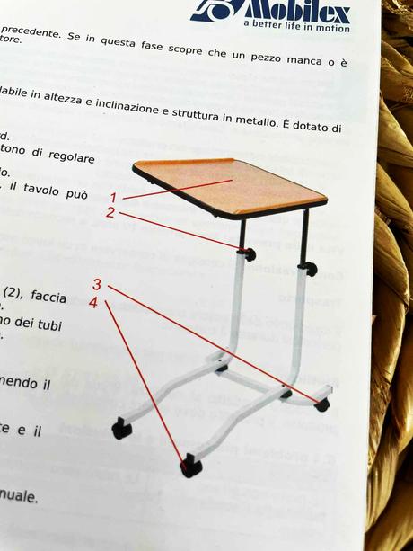 Mobilný stolik k posteli s nastav. výškou,