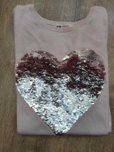Svetrík so srdiečkom, zn.h&m,veľ.134/140,vek 8-10, h&m,134