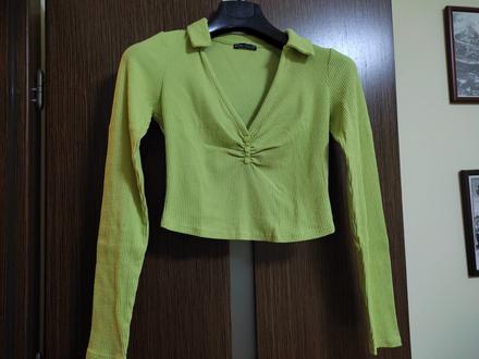 Priliehavy elasticky top s dlhym rukavom,svetla ze, bershka,m