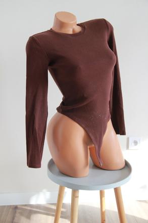Hnedé bavlnené body tričko, zara m, zara,m