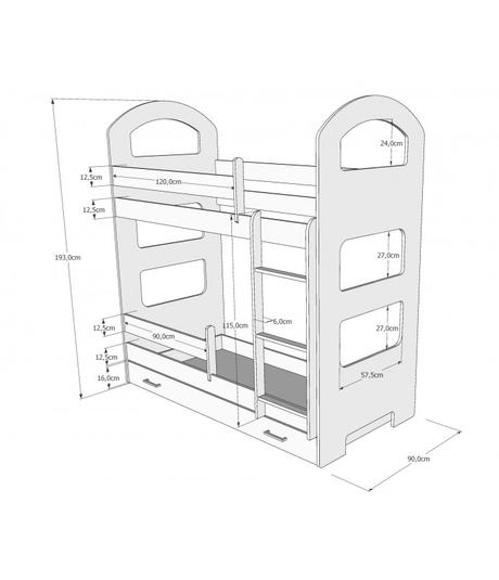 Poschodová posteľ juraj, šírka (cm): 80,dĺžka (cm): 160