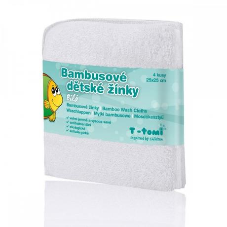Bambusové detské handričky na umývanie 4ks 25x25cm,