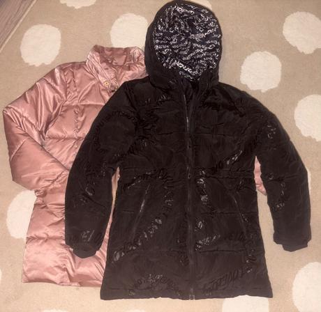 Dlhý prešívaný kabát desigual s textom v.122/128, desigual,128