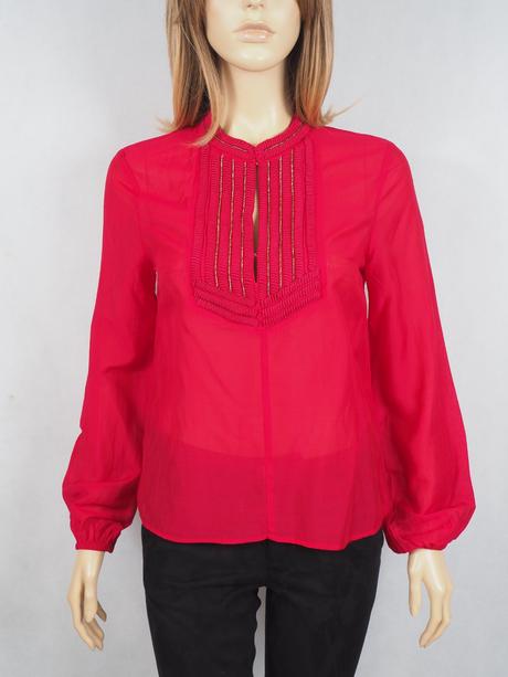 Kvalitná červená blúzka h&m conscious collection, h&m,34