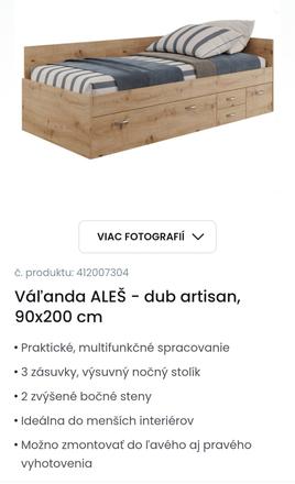 Posteľ 90x200, šírka (cm): 90,dĺžka (cm): 200