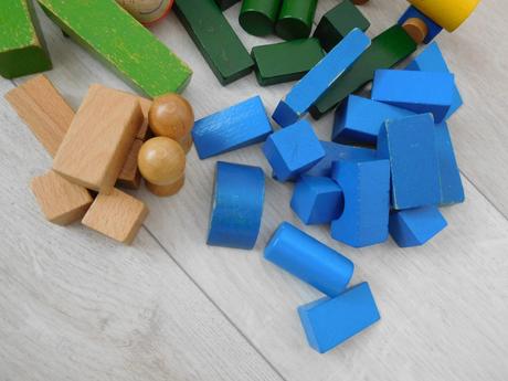 Retro-drevené kocky stavebnica, 