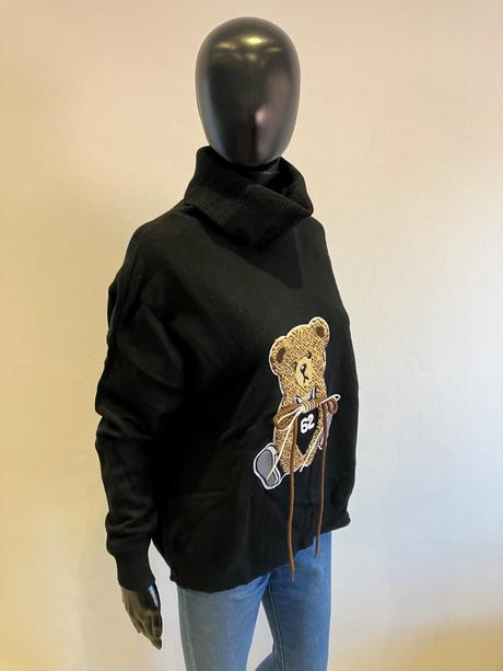 Dámsky čierny rolák so vzorom (uni), l / m / xl