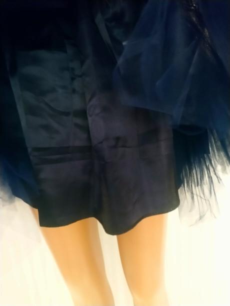Dámska tmavo modrá asymetrická tylová sukňa, m-xxl, l / m / xl / xxl